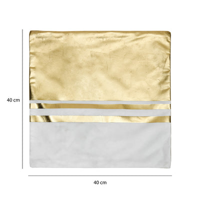 Solid Polyester 16" x 16" Cushion Cover (Off White & Gold)