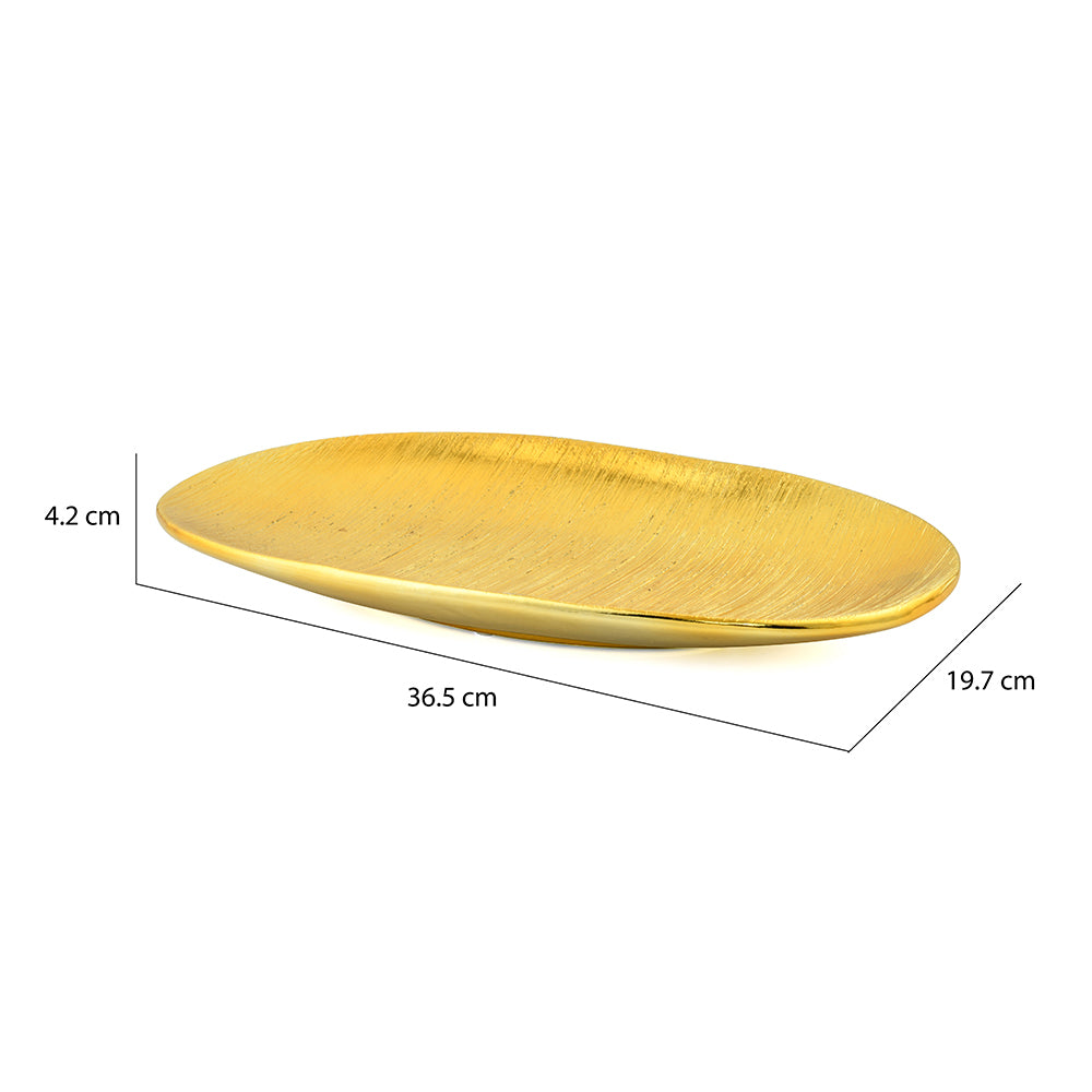 Glaze Oval Ceramic Decorative Platter (Gold)
