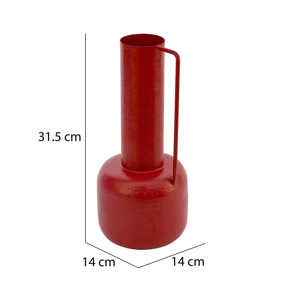 Decortaive Roman Metal Vase With Handle (Magenta)