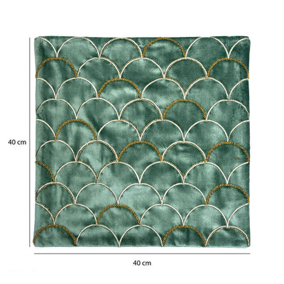 Abstract Cotton Polyester 16" x 16" Cushion Covers Set of 2 (Green)