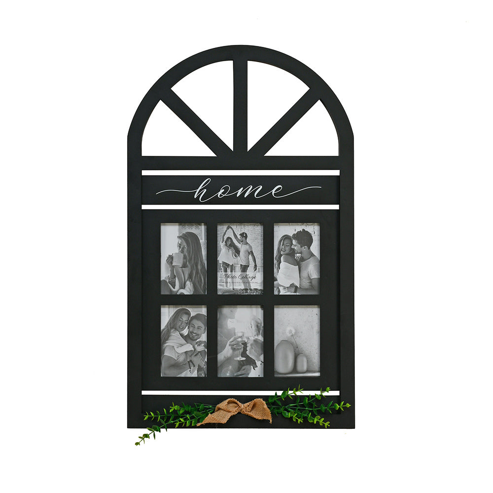 6 Pics Collage Grass Colonial Photo Frame (Black, 4 X 6 Inch)