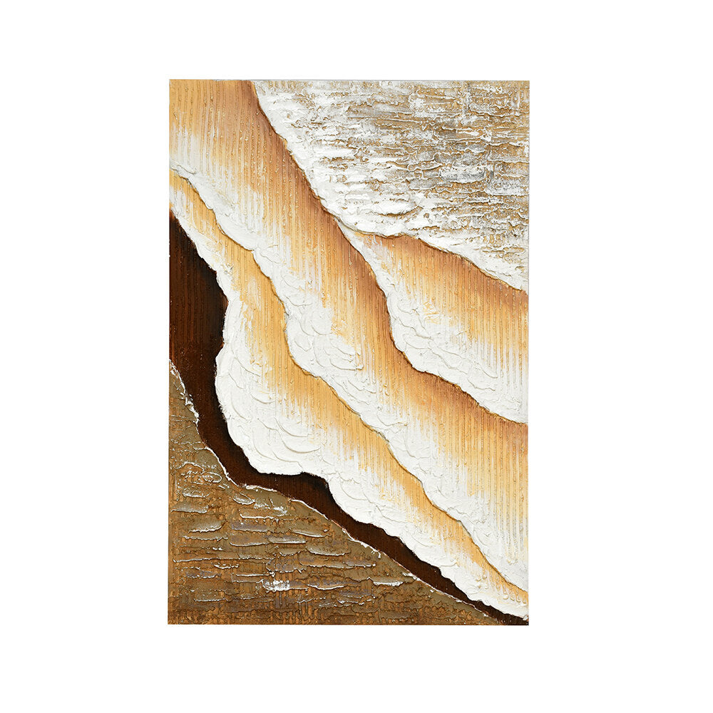Sandy Waves Canvas Wall Painting (Beige & Brown)