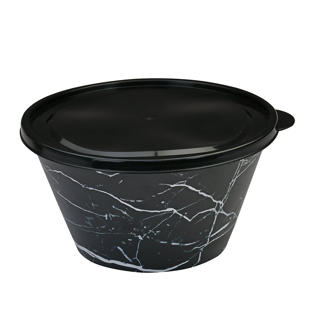 Plastic 460 ml Snack Bowl With Lid (Black)