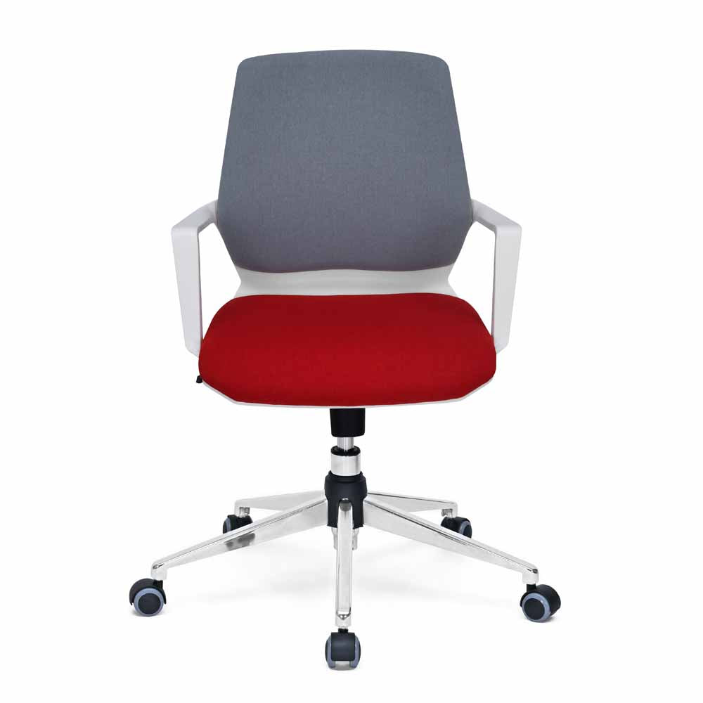 Prius Mid Back Chrome Star Base Office Chair (Grey & Red)
