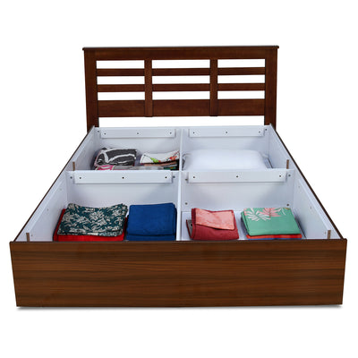 Maple Max Solid Wood Bed with Box Storage (Walnut)