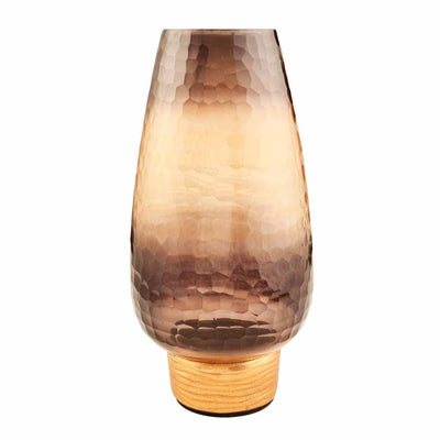 Dual Tone Metal & Glass Vase 36 cm (Brown & Gold)