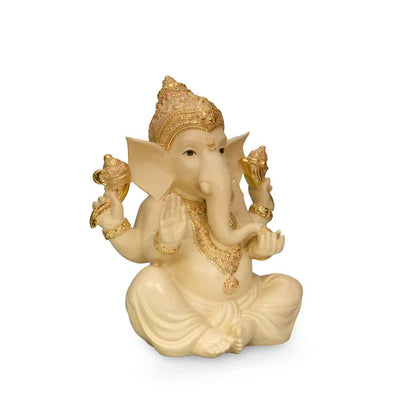 Ekdanta Ganesha Idol Polyresin Showpiece (Cream & Gold)
