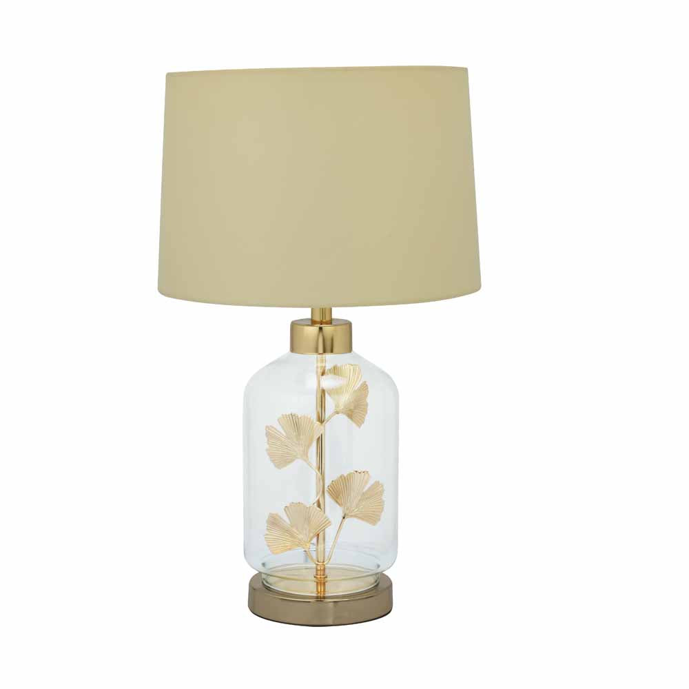 Glassio Fabric Shade Glass & Metal Base Table Lamp (Gold)
