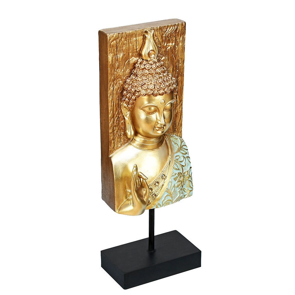 Decorative Buddha Polyresin Showpiece (Mint & Gold)