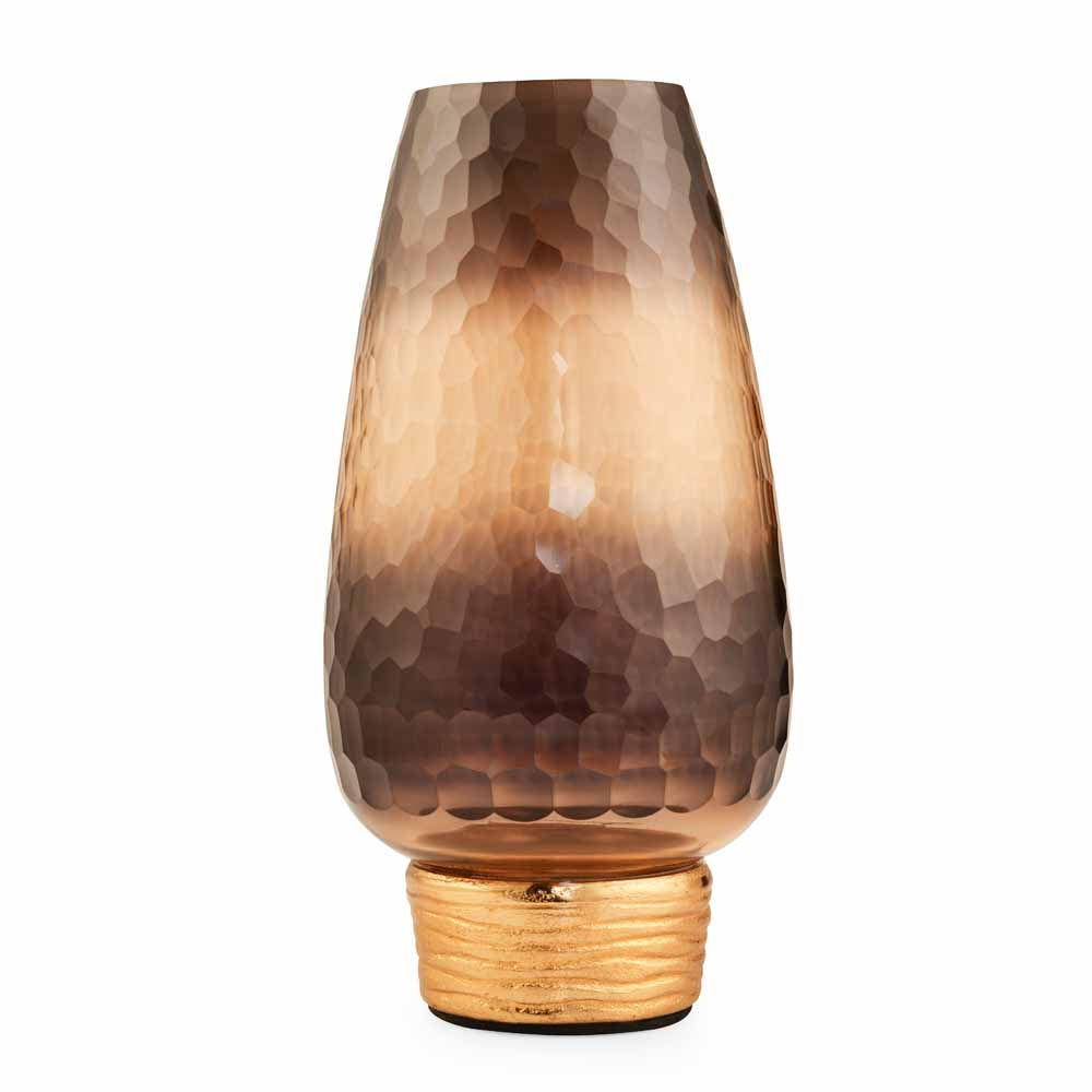 Dual Tone Metal & Glass Vase 30 cm (Brown & Gold)