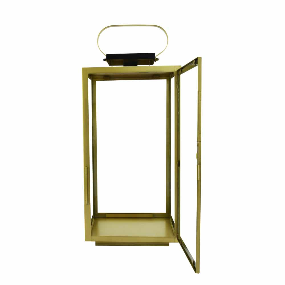Modern Decorative Metal & Glass Lantern (Gold)