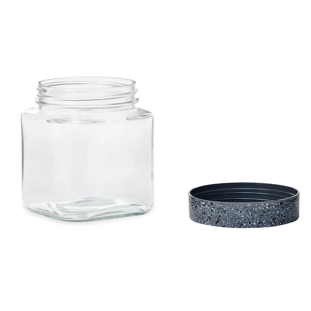 Ebony 1000 ml Square Storage Jar (Grey)