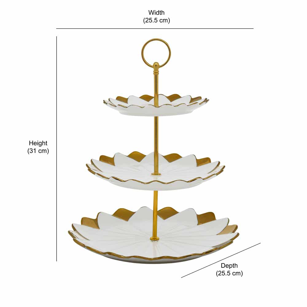 3 Tier Ceramic Desserts and Cake Stand (White)