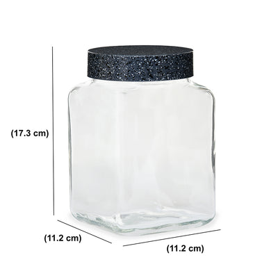Ebony 1500 ml Square Storage Jar (Grey)