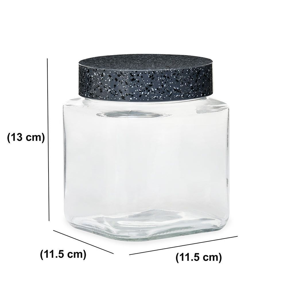 Ebony 1000 ml Square Storage Jar (Grey)