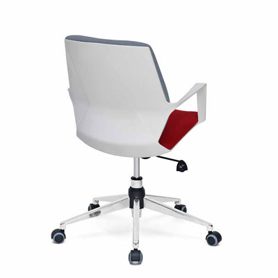 Prius Mid Back Chrome Star Base Office Chair (Grey & Red)