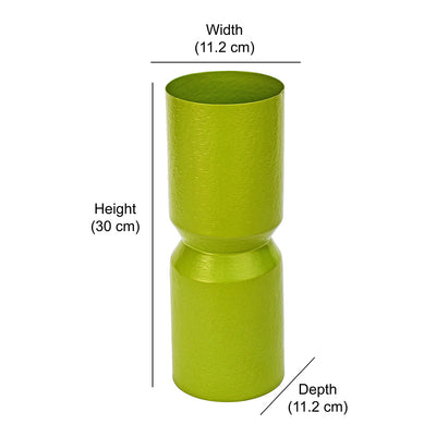 Hourglass Decorative Metal Vase (Green)