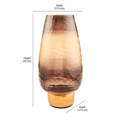 Dual Tone Metal & Glass Vase 36 cm (Brown & Gold)