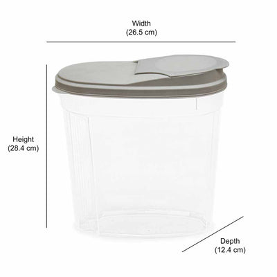Polypropylene Kitchen Grocery Storage Container 5.3 L (Transparent & Grey)