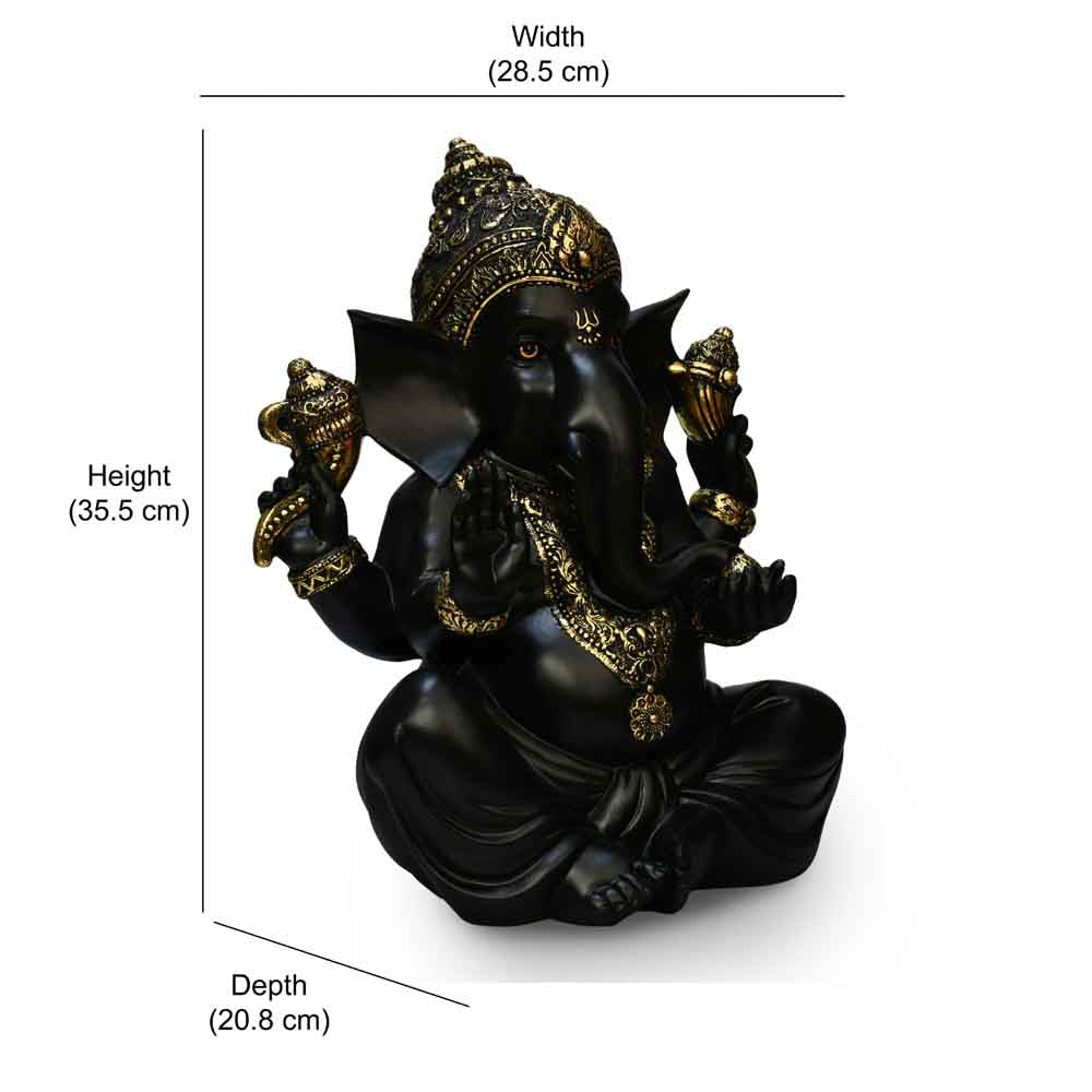 Ekdanta Ganesha Idol Polyresin Showpiece (Black & Gold)