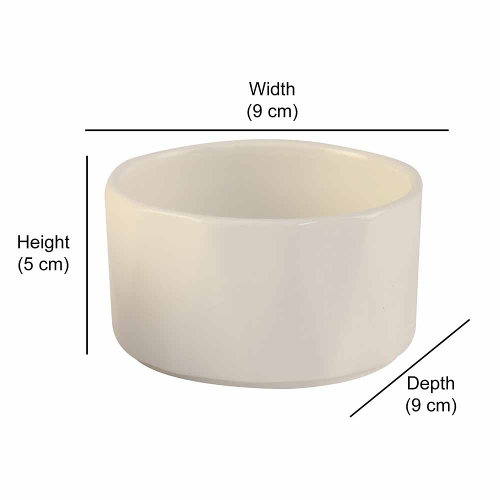 Ceramic 300 ml Bowls Set of 3 with Metal Stand (White)
