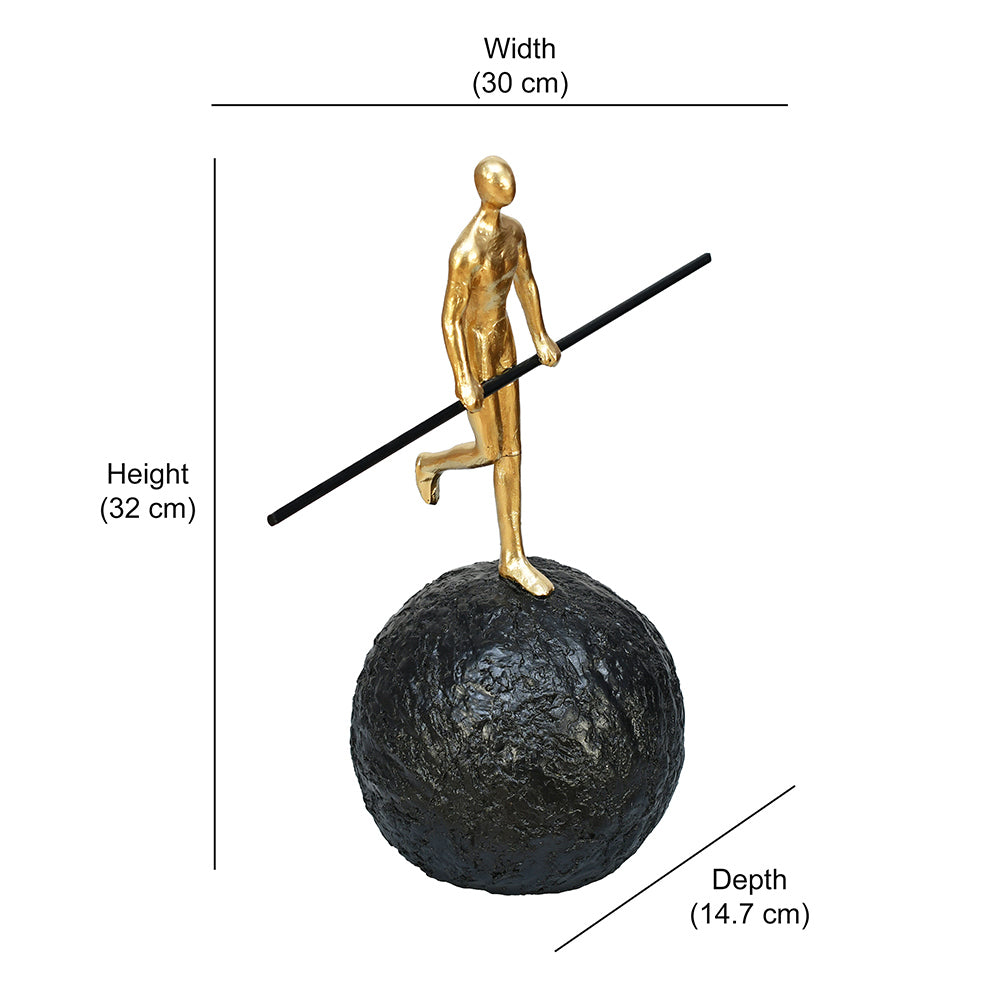 Balancing Man Decorative Polyresin Showpiece (Black & Gold)