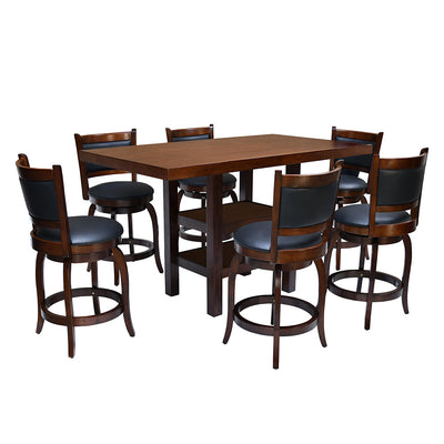 Theon Counter Height 6 Seater Dining Set of 1 Table + 6 Chairs (Dark Expresso)