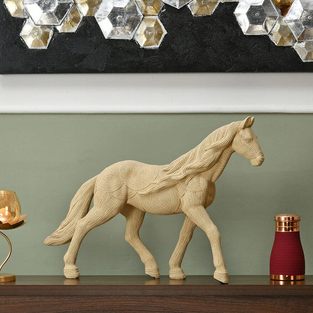 Horse Decorative Polyresin Showpiece (Cream)