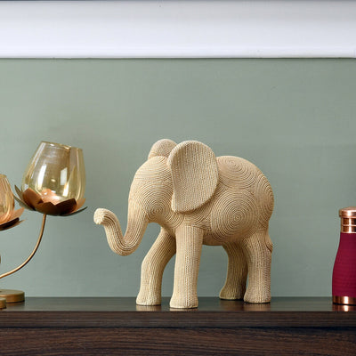 Elephant Decorative Polyresin Showpiece (Cream)