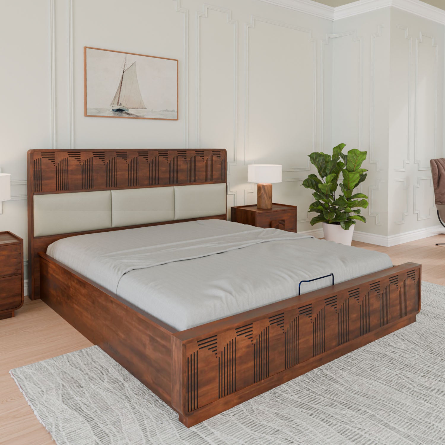 Albury King Bed with Hydraulic Storage (Antique Cherry)