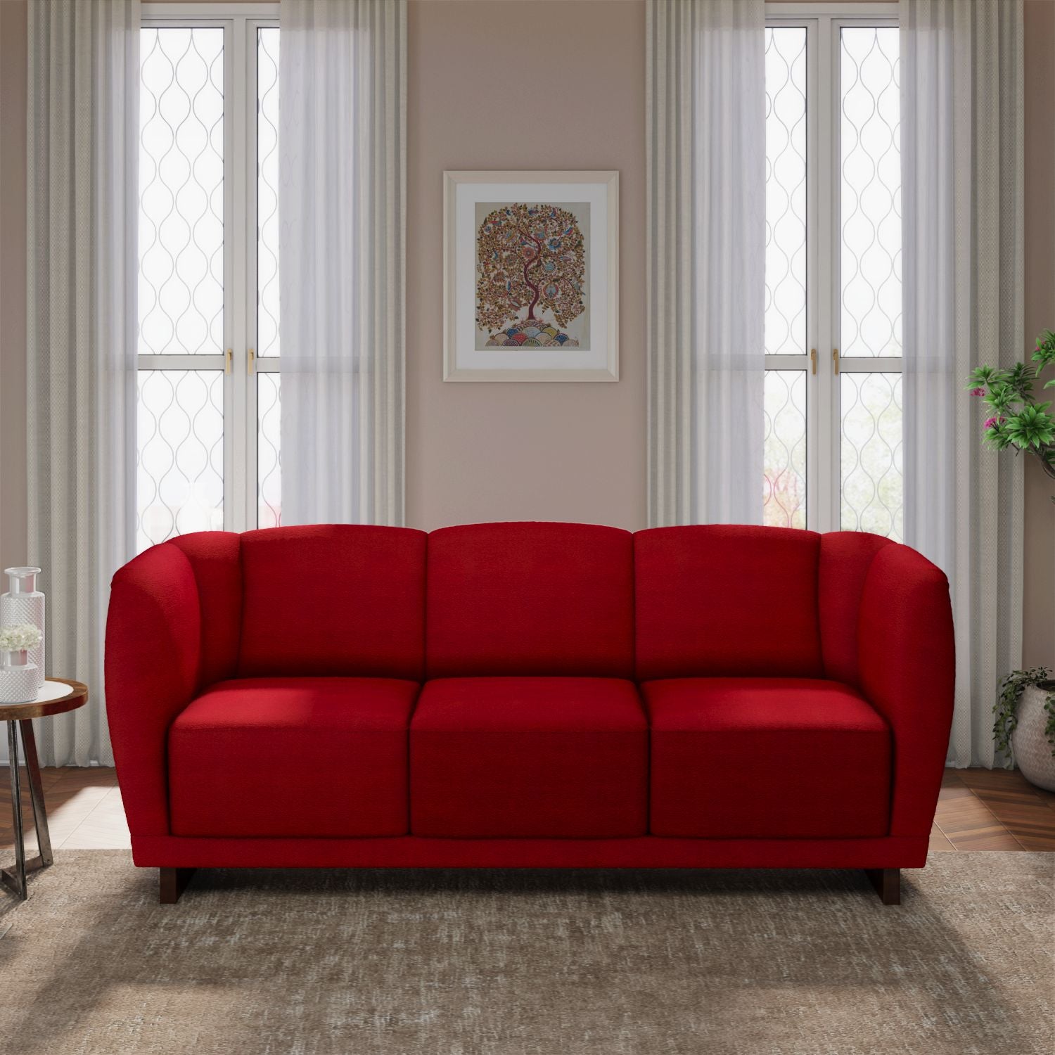 Arias by Lara Dutta Amora 3 Seater Sofa (Wine Red)