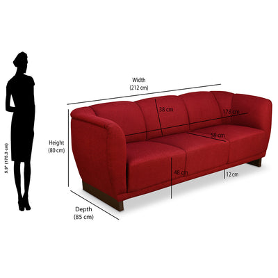 Amora 3 Seater Sofa (Wine Red)