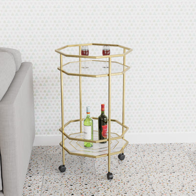 Callie Marble Serving Cart (Gold)