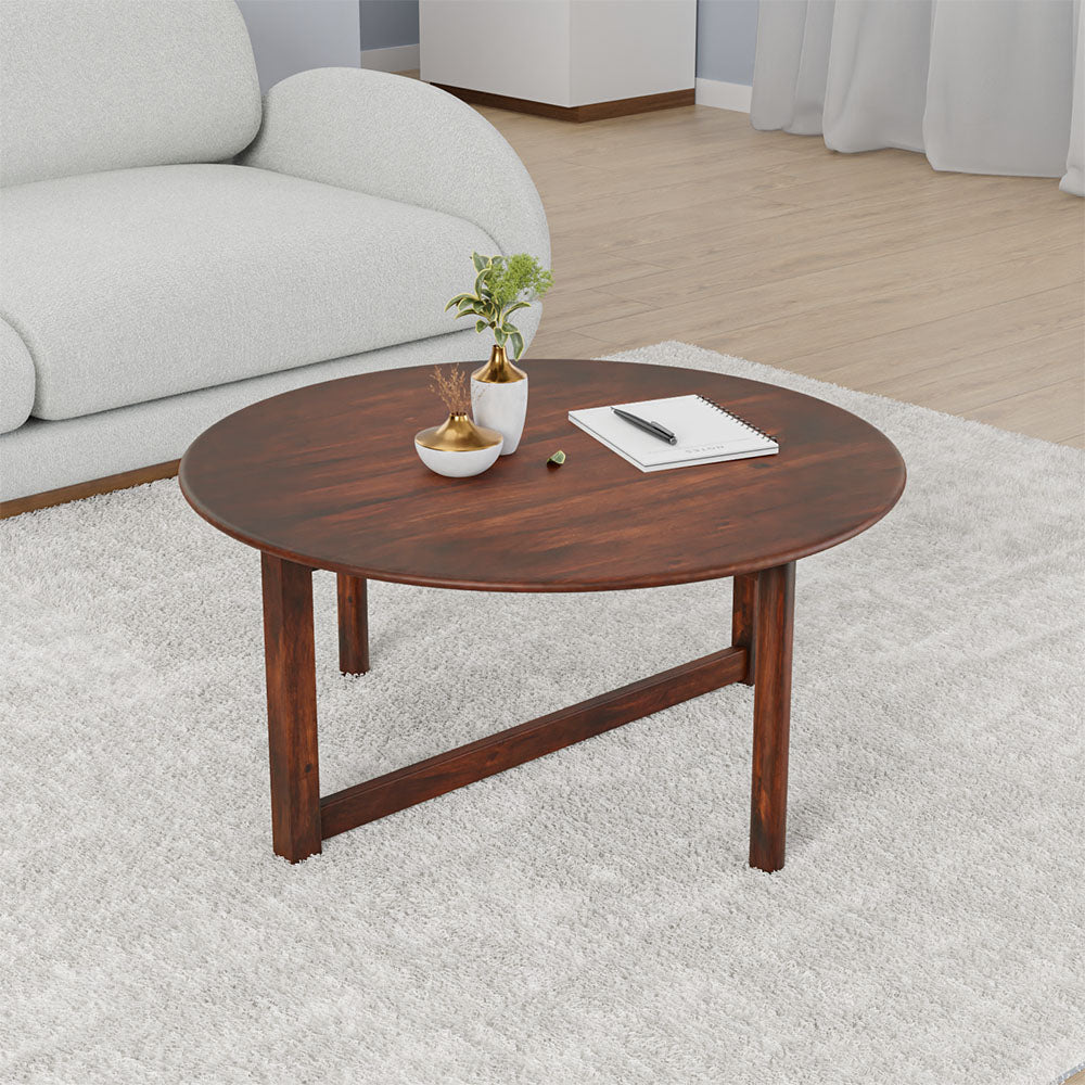 Crater Solid Wood Center Table (Walnut)
