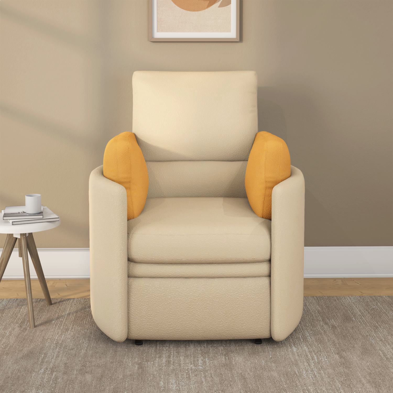 Cherish 1 Seater Electric Rocker Recliner with Cushions (Sand Beige)