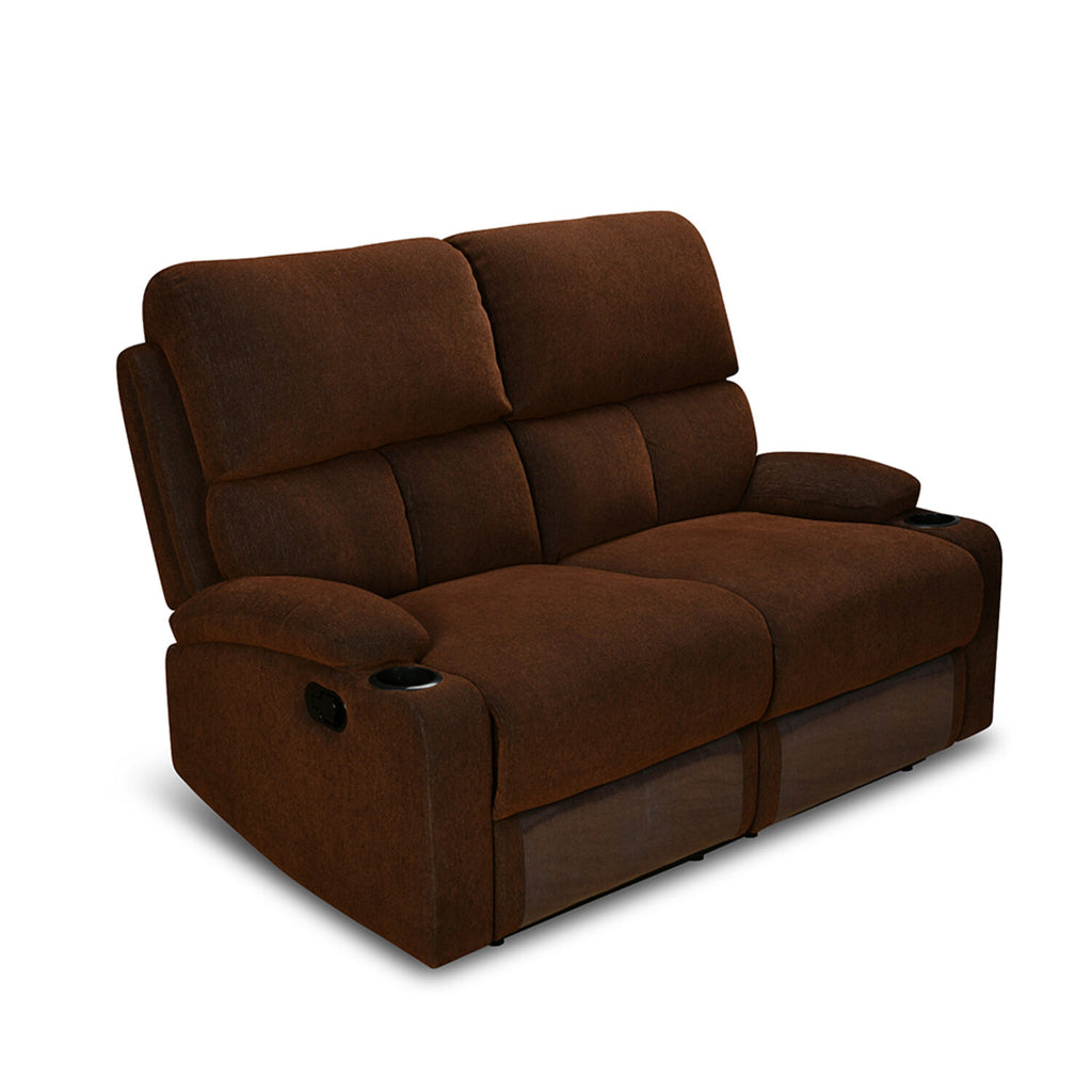 Matt 2 Seater Recliner Sofa with Cup Holder (Cocoa)
