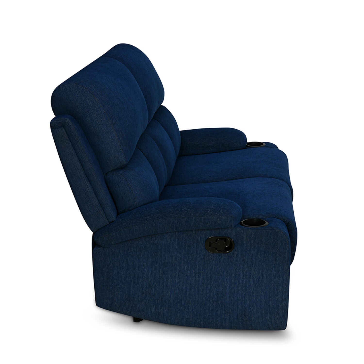 Matt 2 Seater Recliner Sofa with Cup Holder (Blue)