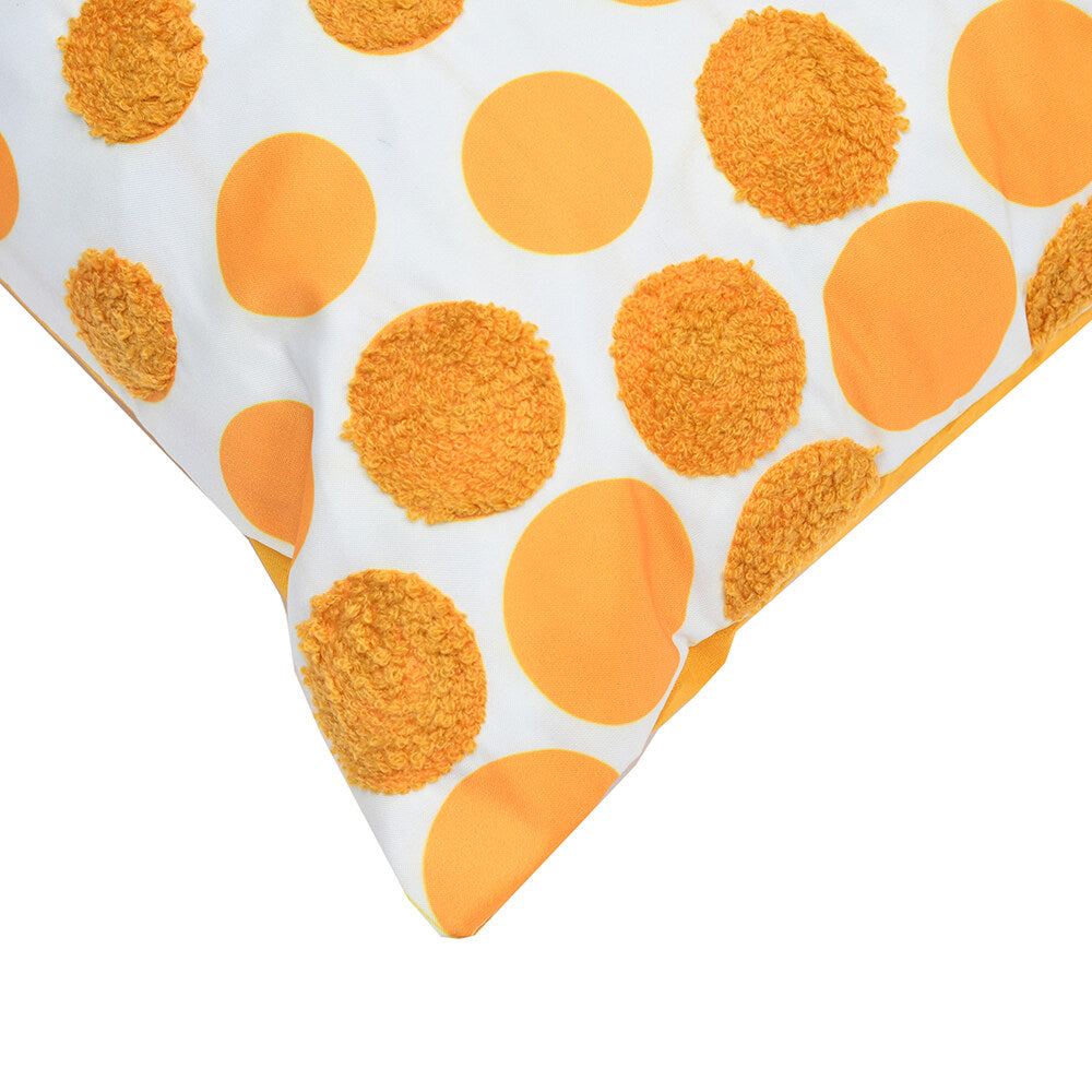 Amelia Polka Dot Tafetta Fabric 16" x 16" Cushion Cover (Yellow & White)