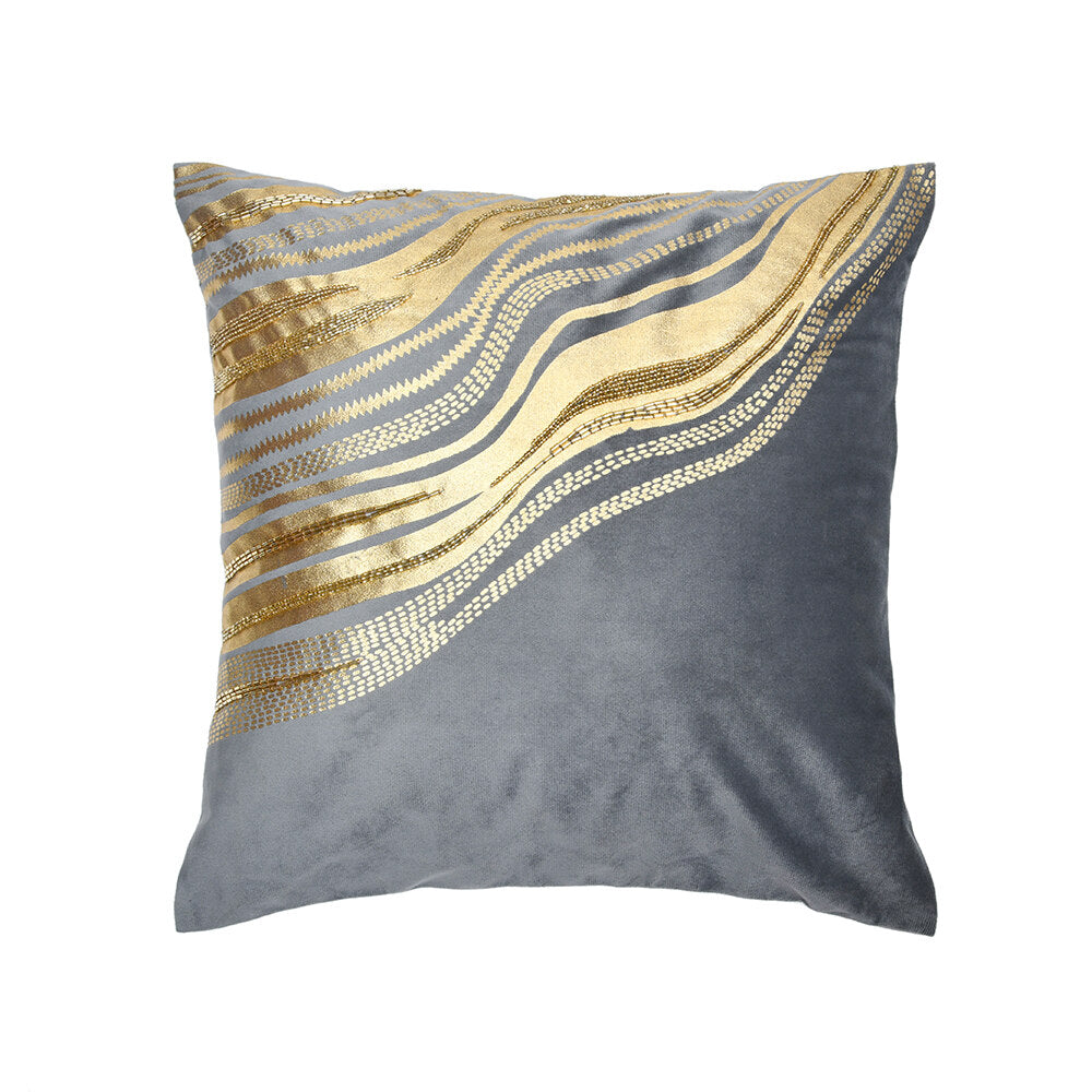 Amelia Semi Wave Design Dupion Fabric 16" x 16" Cushion Cover (Multicolor)