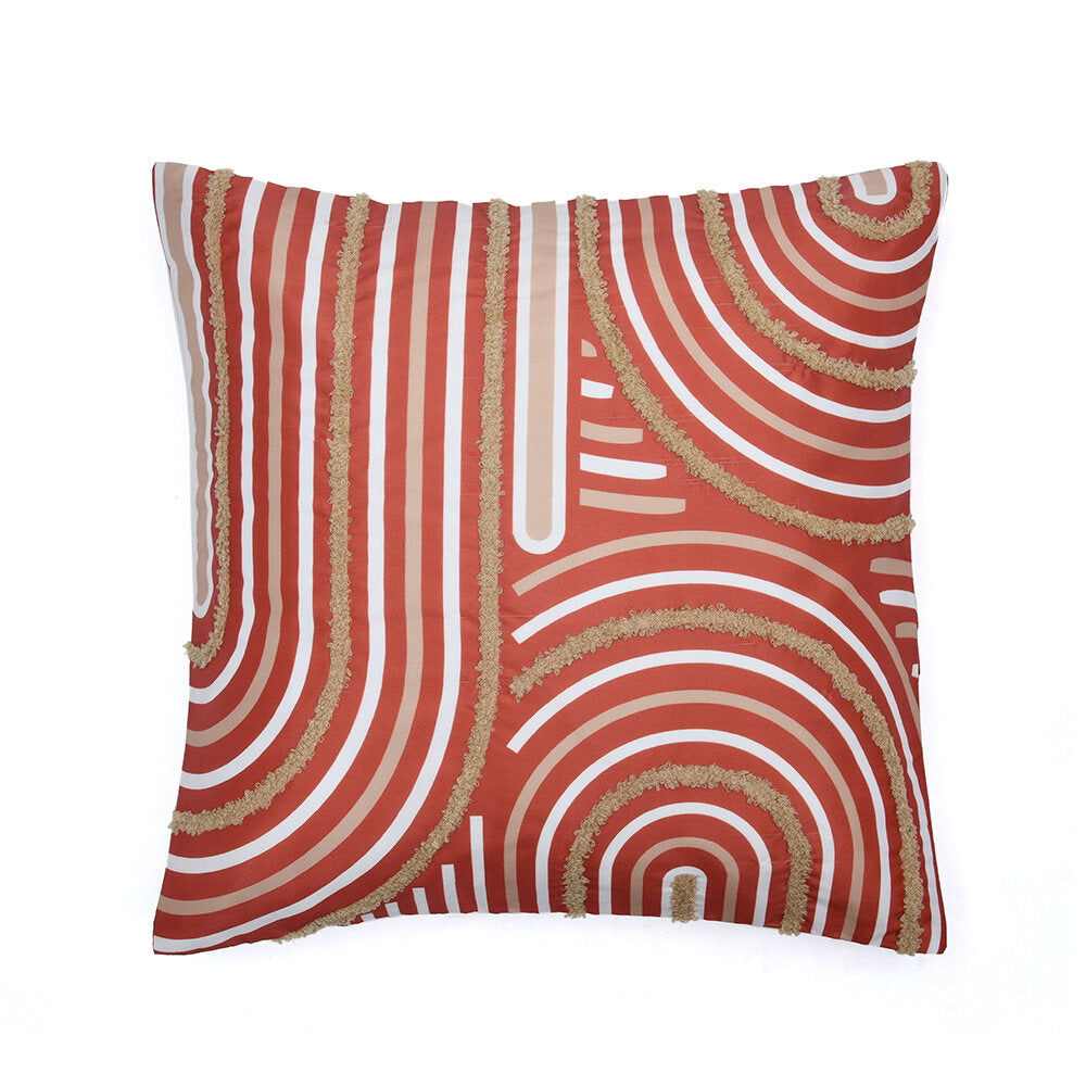 Amelia Abstract Tafetta Fabric 16" x 16" Cushion Cover (Beige & Rust)