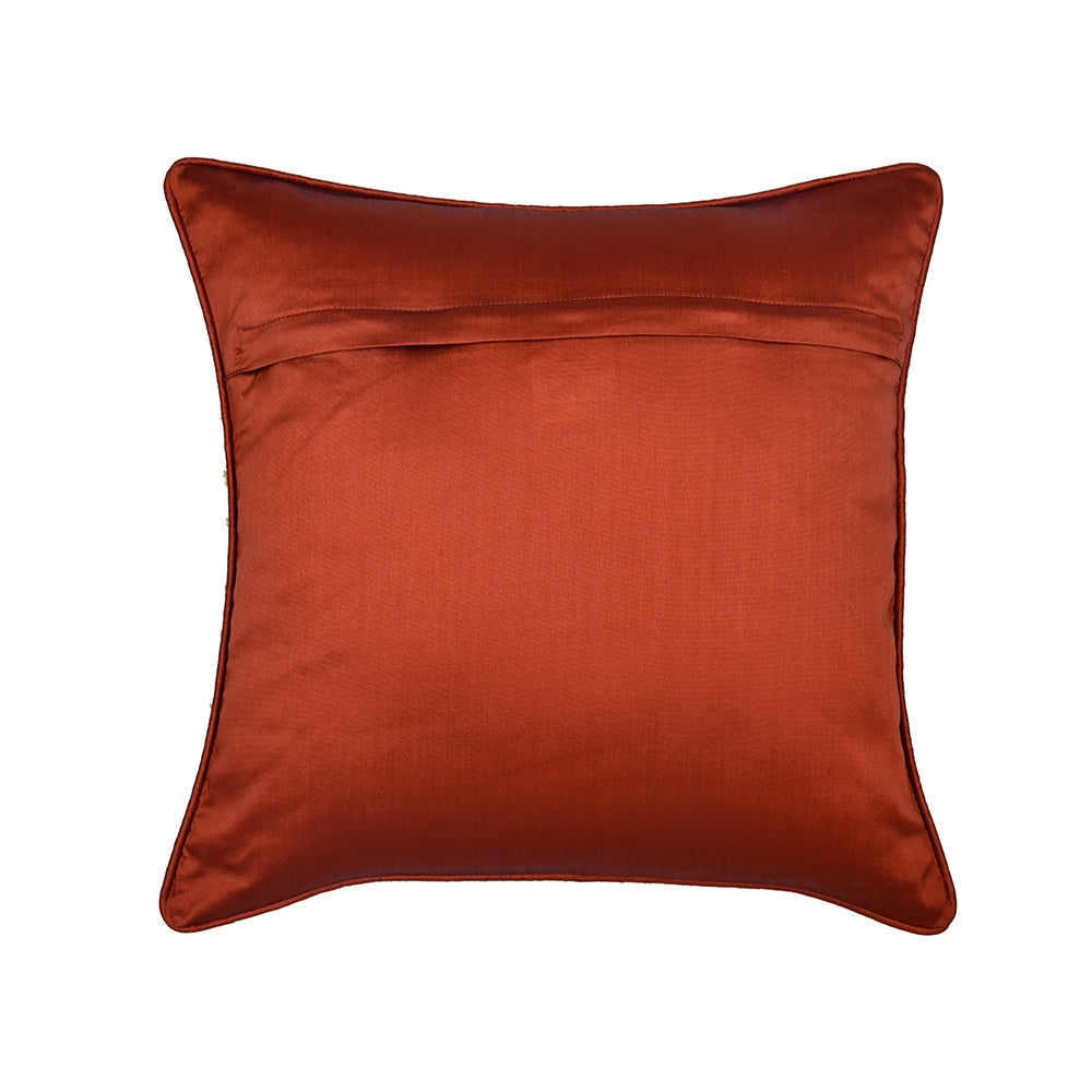 Amelia Zigzag Tafetta Fabric 16" x 16" Cushion Cover (Beige & Rust)
