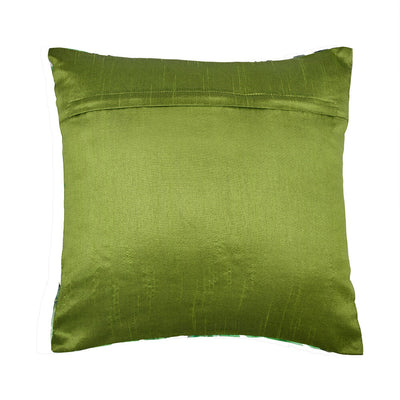 Amelia Leafy Poly Velvet 16" x 16" Cushion Cover (Green)