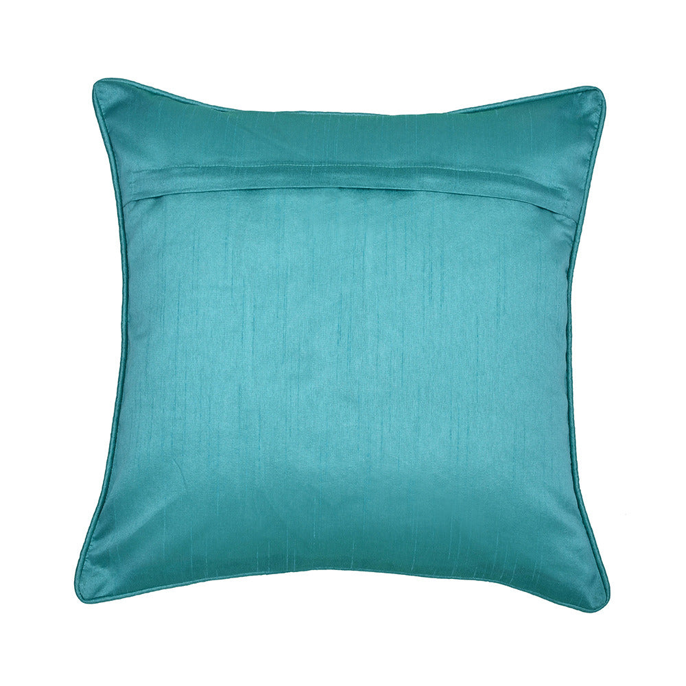 Amelia Floral Dupion Fabric 16" x 16" Cushion Cover (White & Blue)