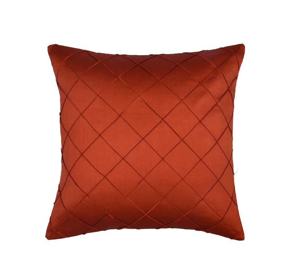 Amelia Pintuck Textured Tafetta Fabric 16" x 16" Cushion Cover (Rust)