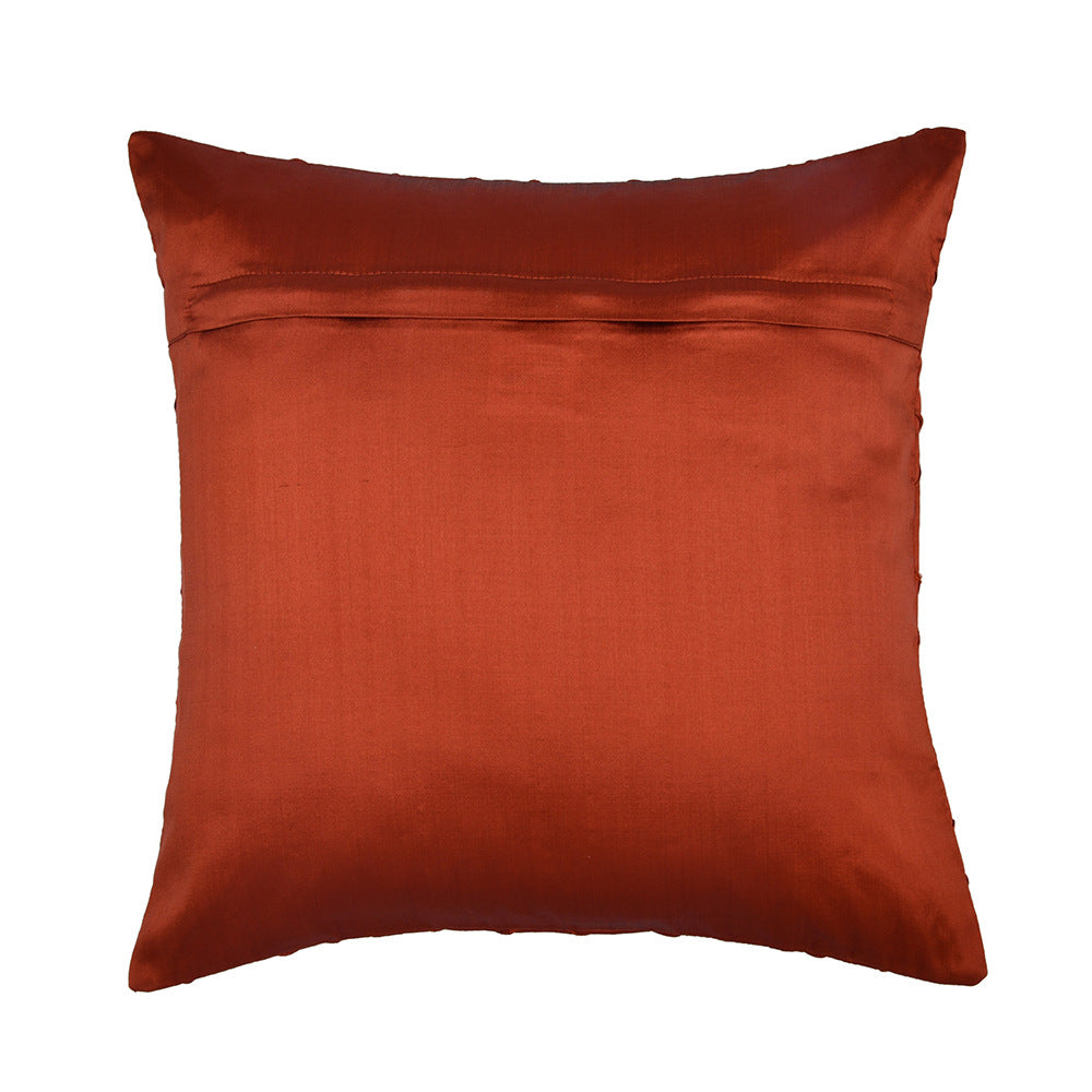 Amelia Pintuck Textured Tafetta Fabric 16" x 16" Cushion Cover (Rust)