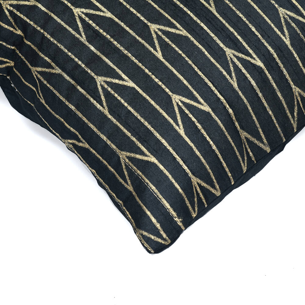 Amelia Abstract Dupion Fabric 12" x 12" Cushion Cover (Black & Gold)