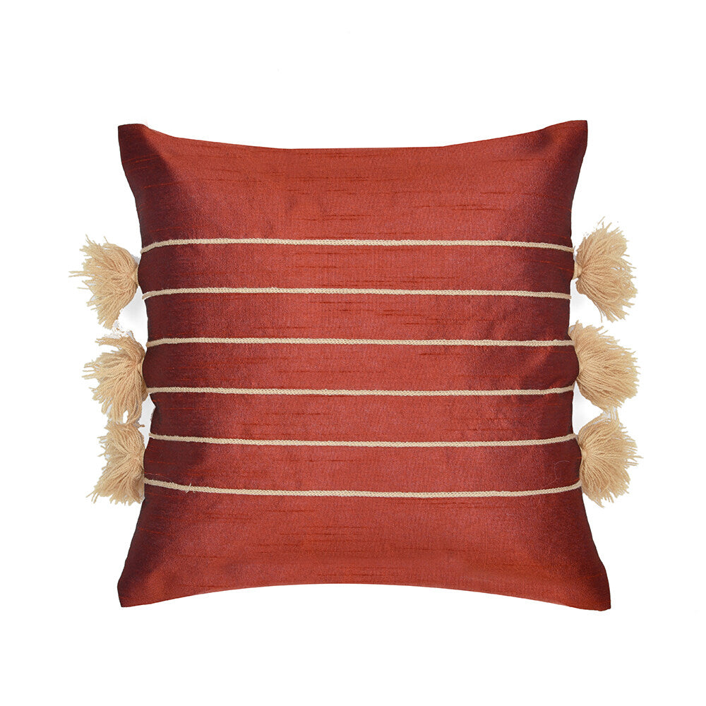 Amelia Abstract Tafetta Fabric 12" x 12" Cushion Cover (Beige & Rust)