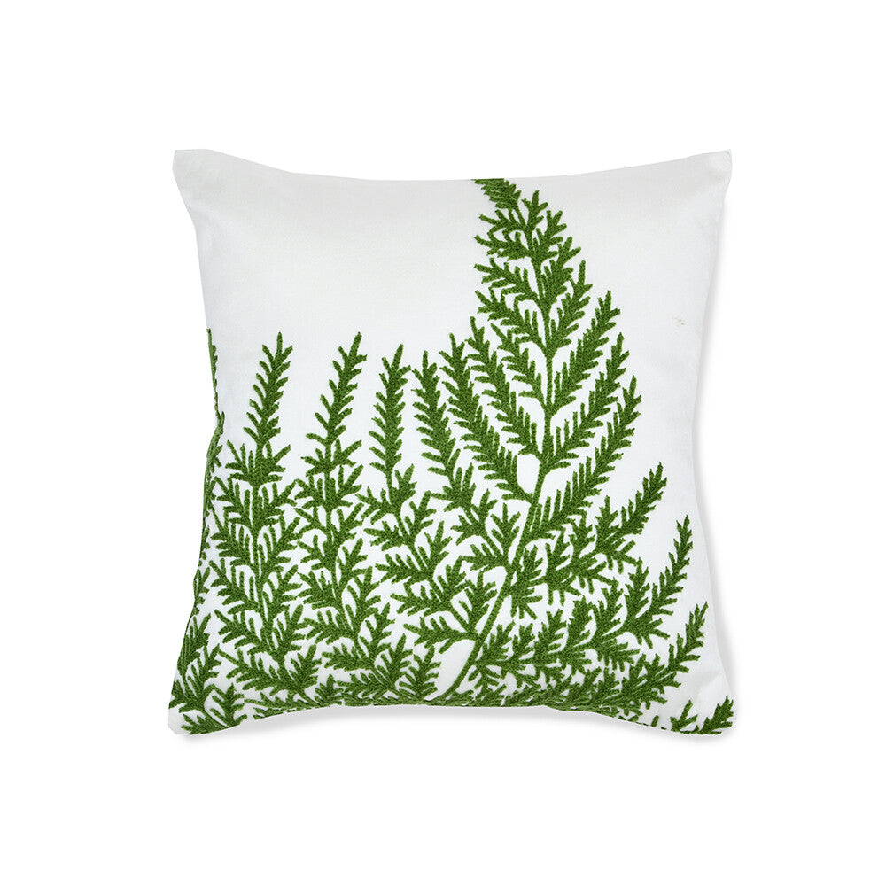 Amelia Leafy Poly Velvet 12" x 12" Cushion Cover (Green)