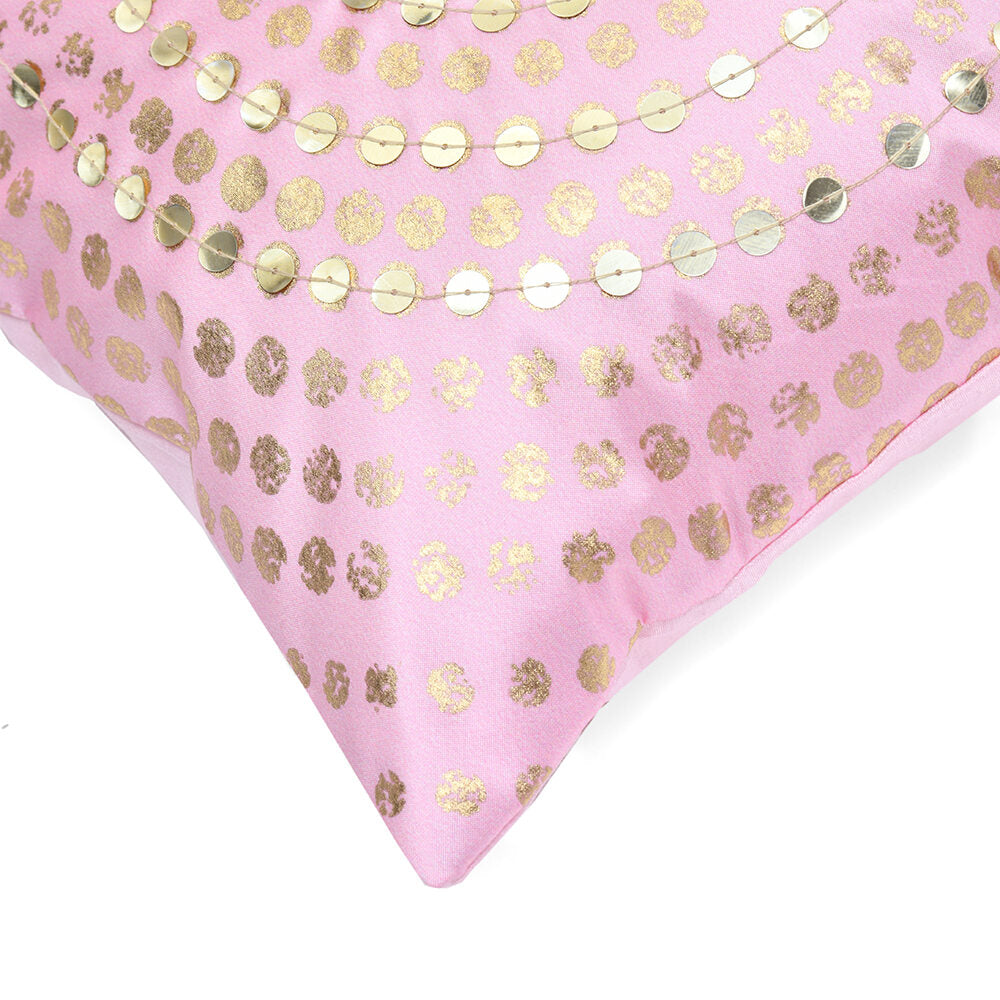 Amelia Sequin Dupion Fabric 12" x 12" Cushion Cover (Pink & Gold)