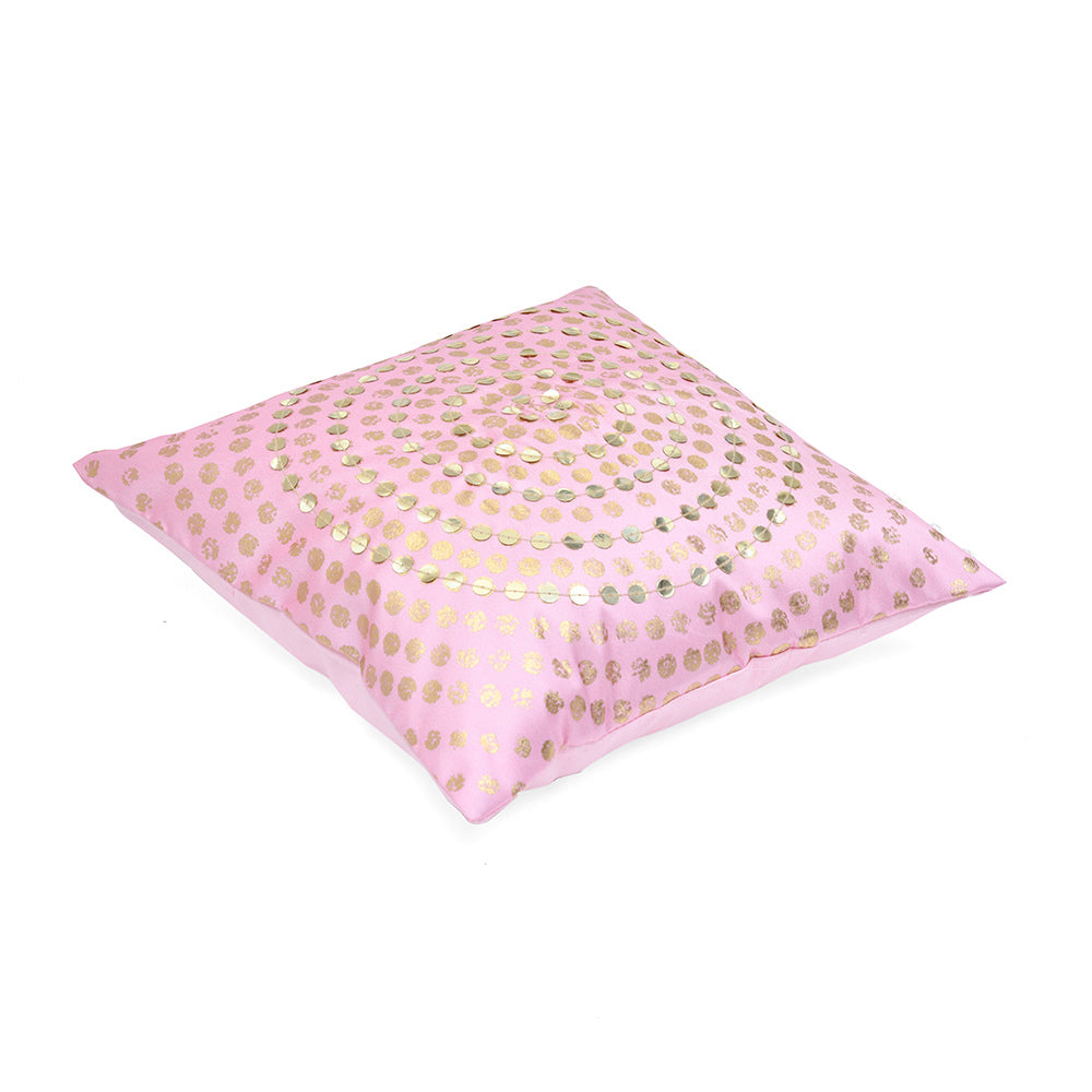 Amelia Sequin Dupion Fabric 12" x 12" Cushion Cover (Pink & Gold)